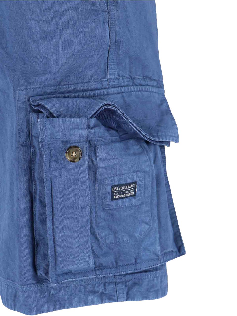 ERL Mid-Waist Blue Cotton Cargo Shorts Blauw