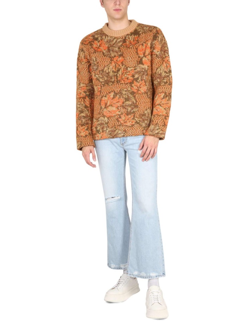 ERL Textured Jacquard Knit Sweater Bruin