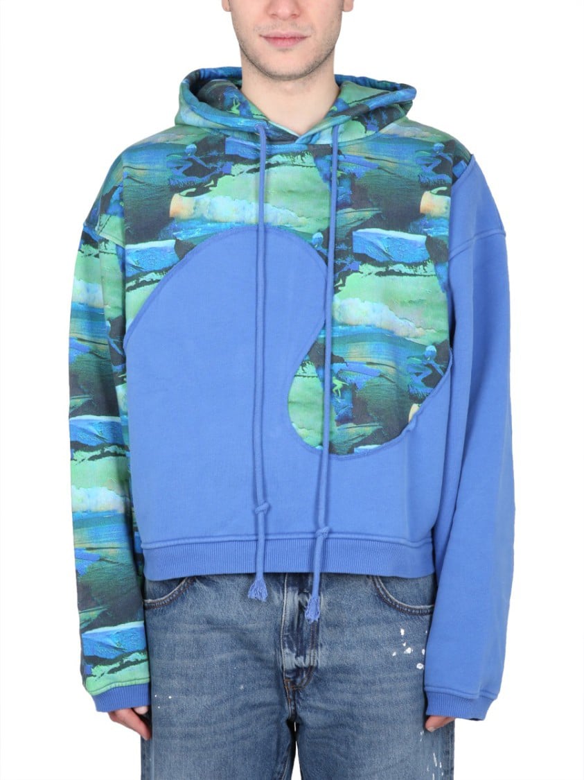 ERL Relaxed-Fit Hoodie With Front Print Blauw