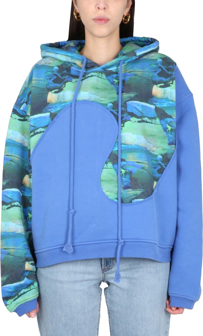 ERL Relaxed-Fit Hoodie With Front Print Blauw