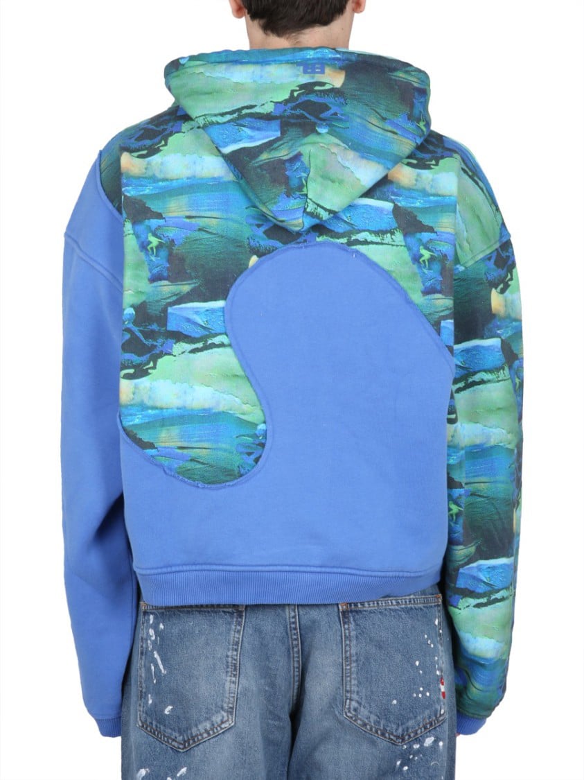 ERL Relaxed-Fit Hoodie With Front Print Blauw