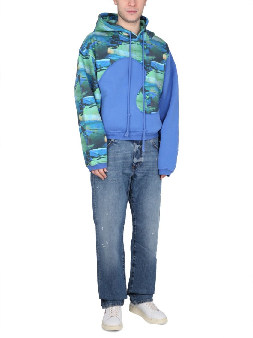 ERL Relaxed-Fit Hoodie With Front Print Blauw
