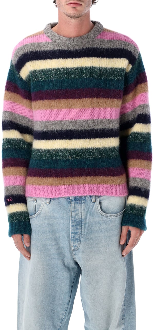 ERL Striped Creneck Rosso Rood