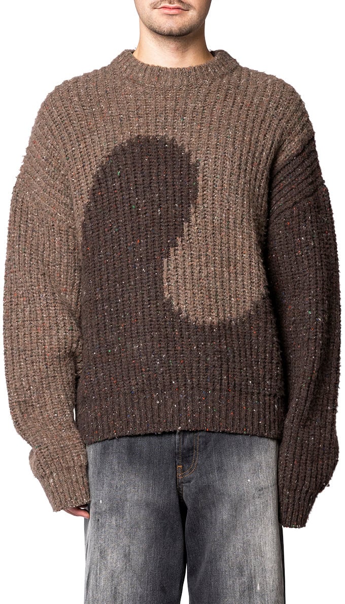 ERL SWIRL WOOL CREWNECK KNIT BROWN Bruin