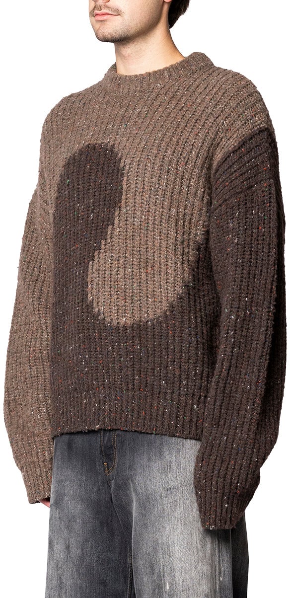 ERL SWIRL WOOL CREWNECK KNIT BROWN Bruin