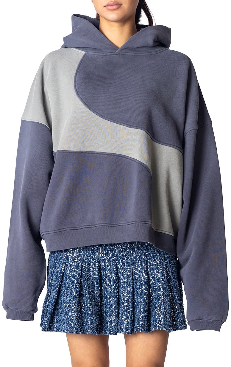 ERL WAVE HOODIE KNIT DARK GREY Groen