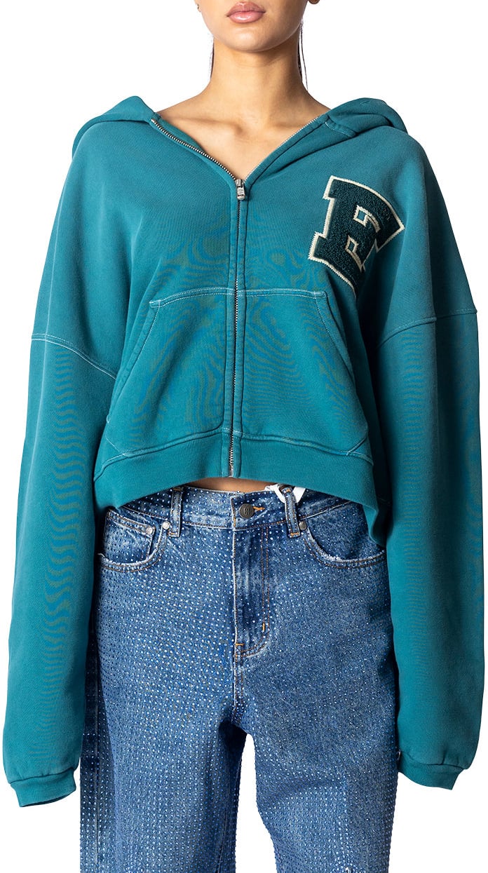 ERL LETTERMAN HOODIE KNIT GREEN Groen