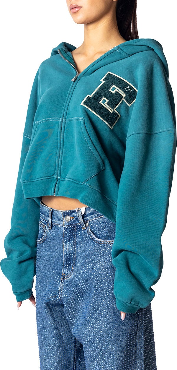 ERL LETTERMAN HOODIE KNIT GREEN Groen