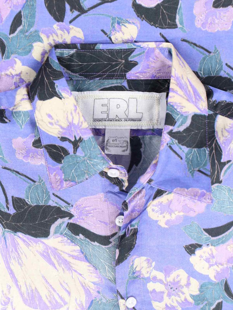 ERL Floral Pattern Viscose Shirt With Classic Collar Paars