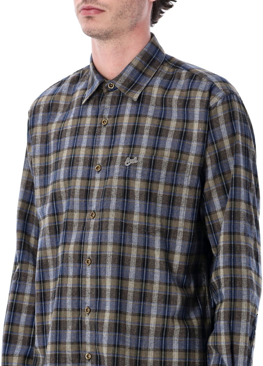 ERL ERL plaid long-sleeve button-up shirt Grijs