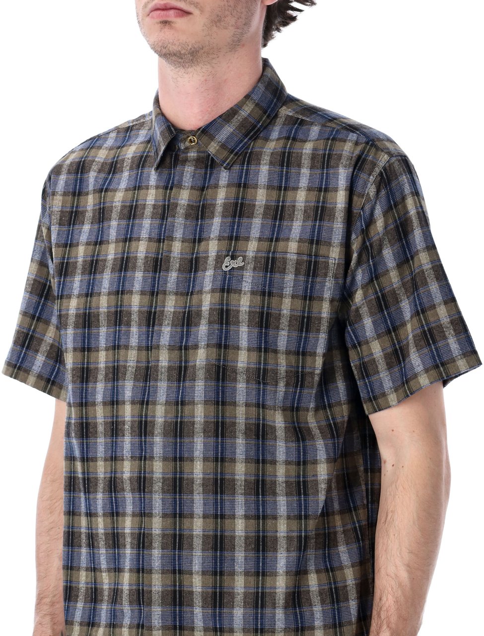 ERL ERL plaid short-sleeve button-up shirt Grijs