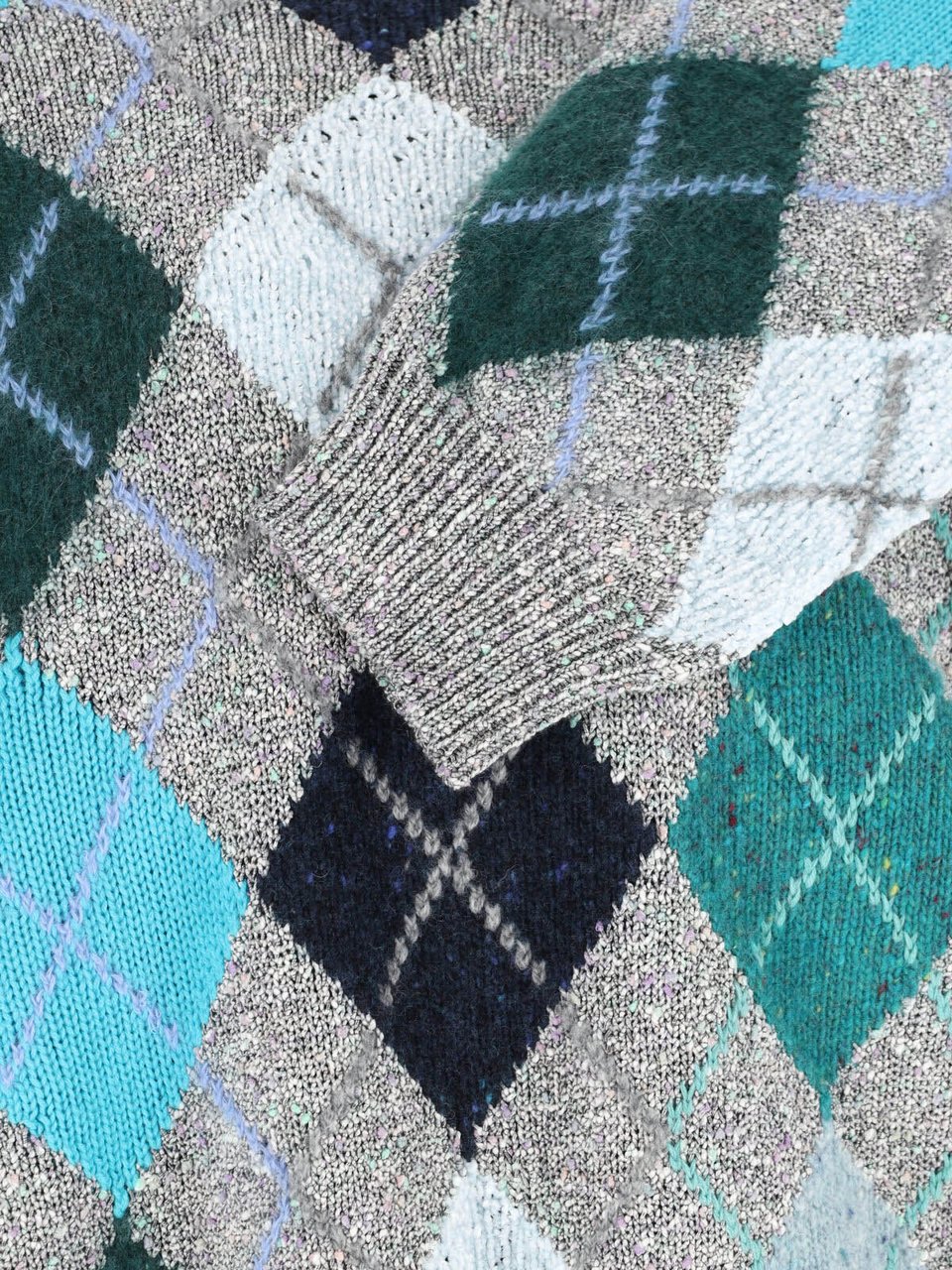 ERL Grey Multicolor Argyle Pattern Knit Sweater Grijs