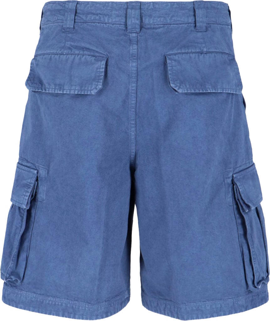 ERL Mid-Waist Blue Cotton Cargo Shorts Blauw