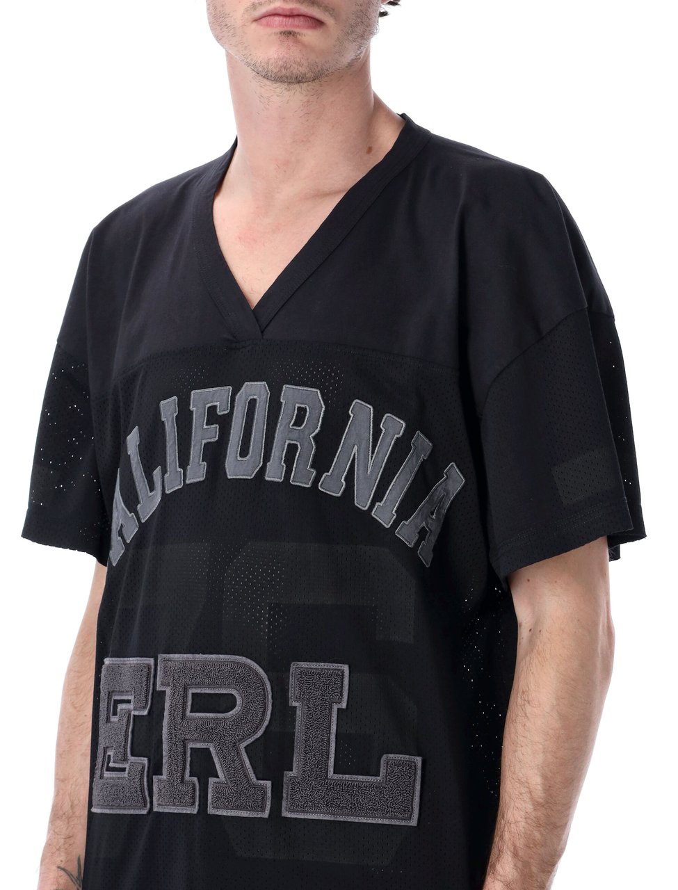 ERL Mesh Football Tee Nero Zwart