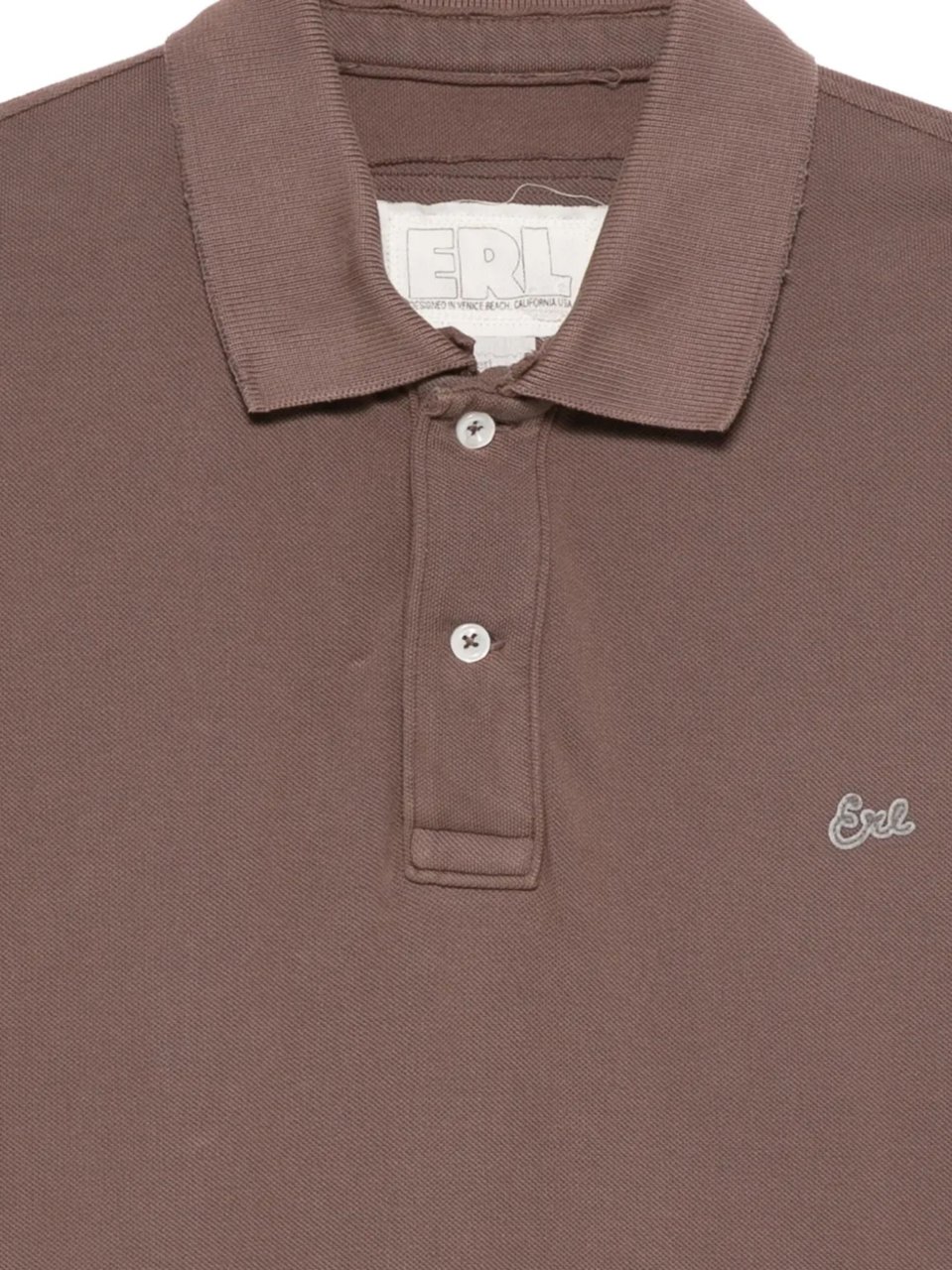 ERL Brown Embroidered Logo Polo Shirt Grijs