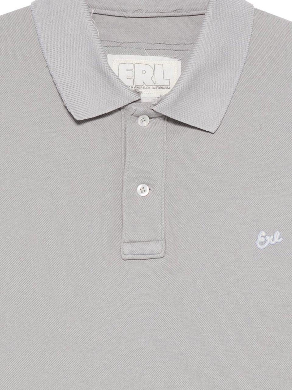 ERL Textured Grey Embroidered Polo Shirt Grijs