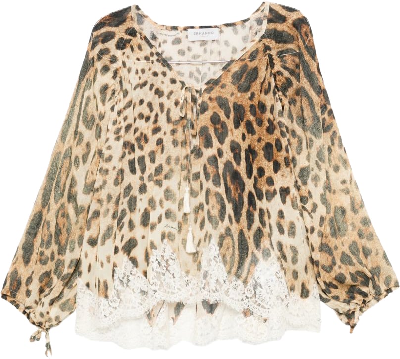Ermanno Firenze Shirts Leopardato Beige
