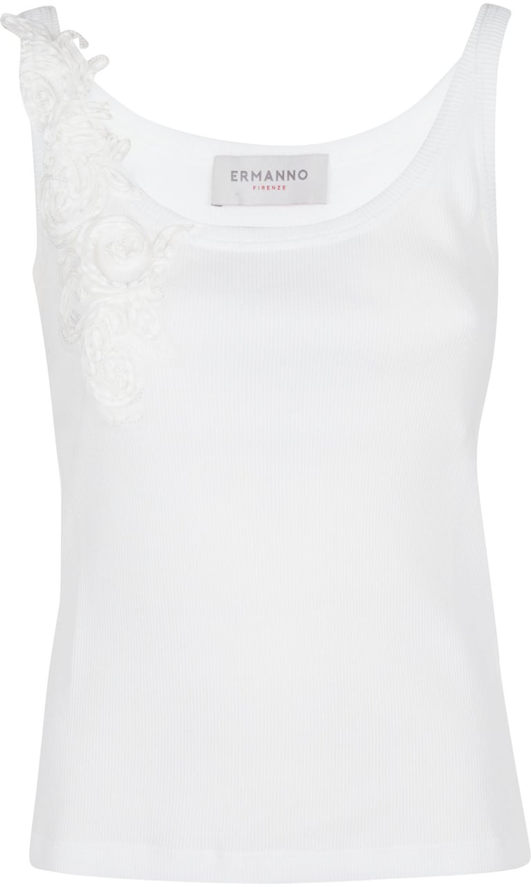 Ermanno Firenze Scoop Neck Tank Top White Wit