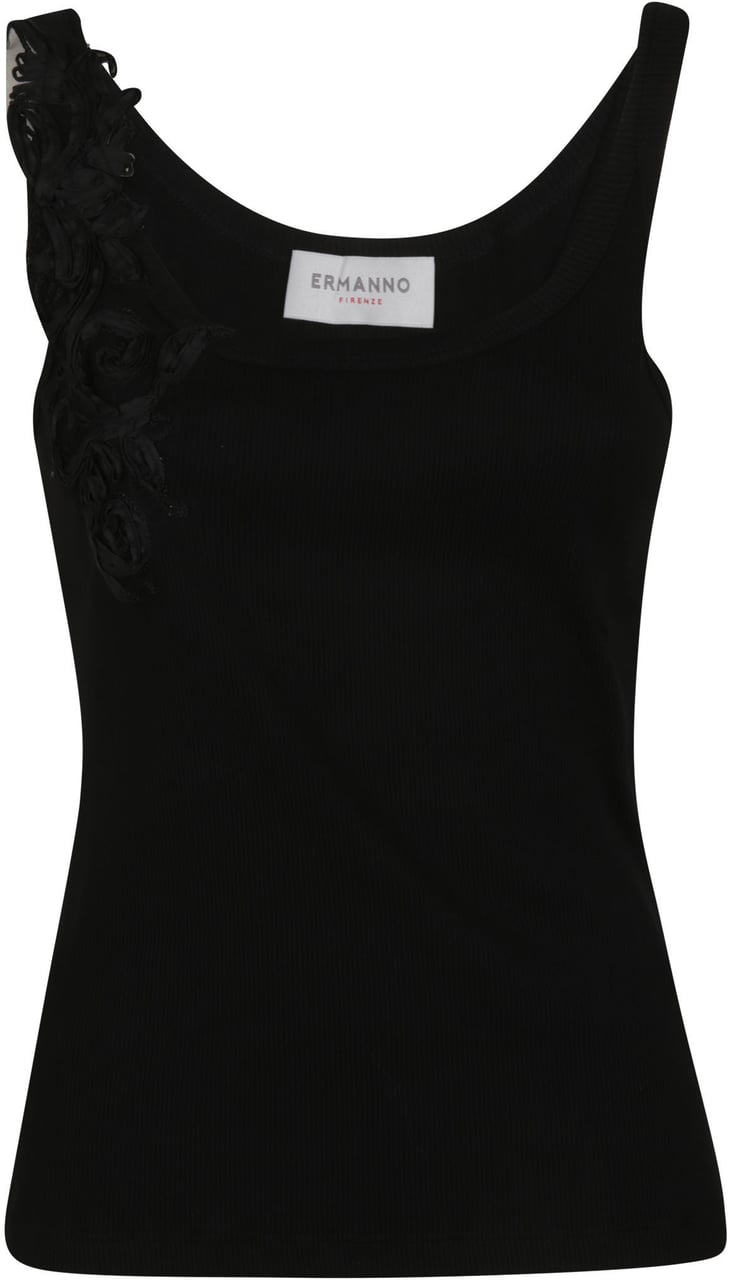 Ermanno Firenze Scoop Neck Tank Top Black Zwart