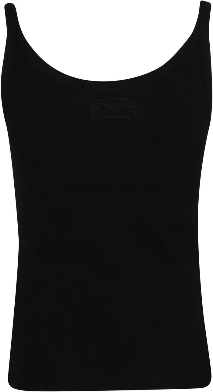 Ermanno Firenze Scoop Neck Tank Top Black Zwart