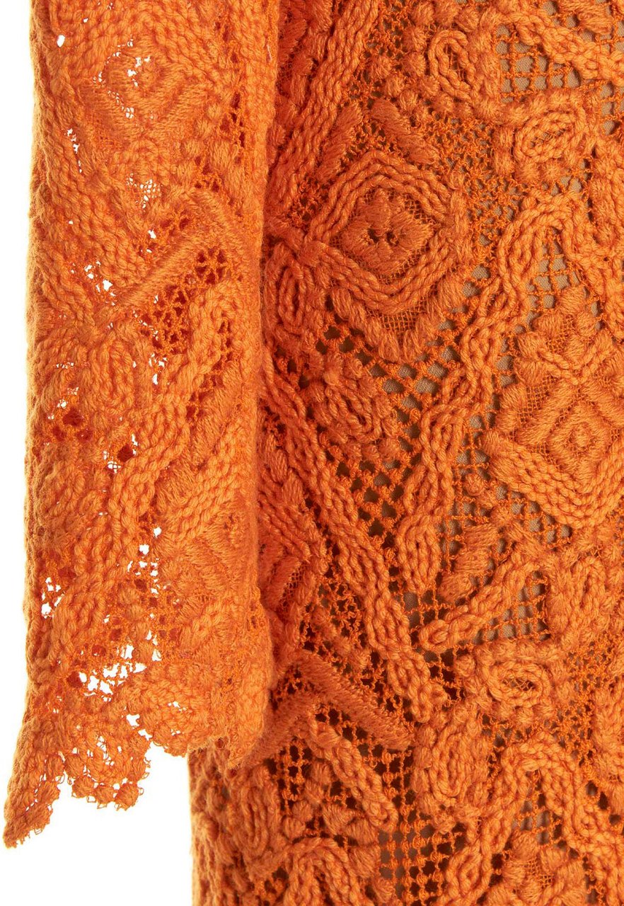 Ermanno Scervino Orange Wool Midi Dress Oranje
