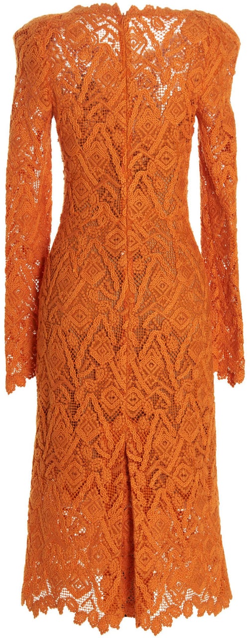 Ermanno Scervino Orange Wool Midi Dress Oranje