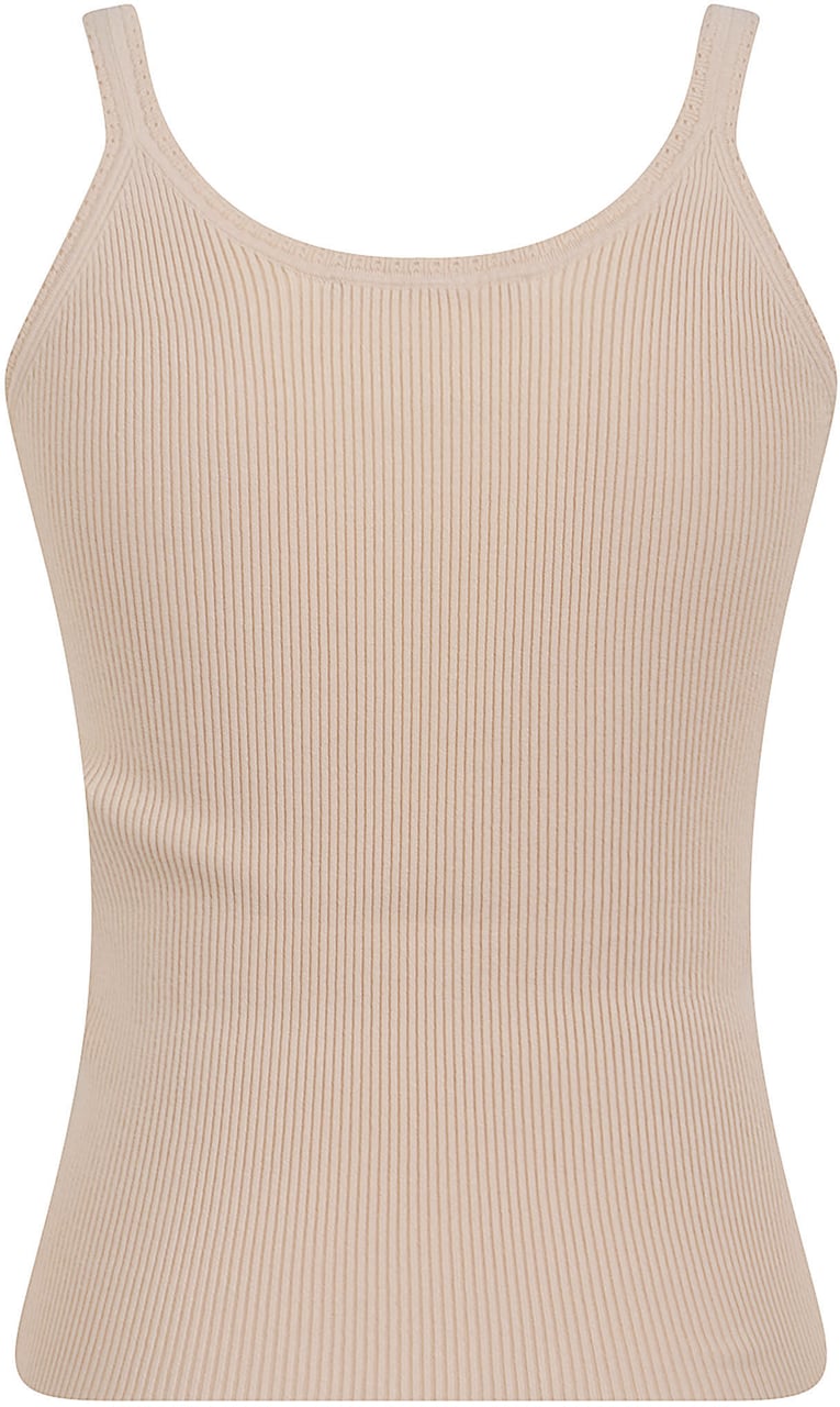 Ermanno Scervino Ribbed Fitted Tank Top with Square Neckline Neutraal