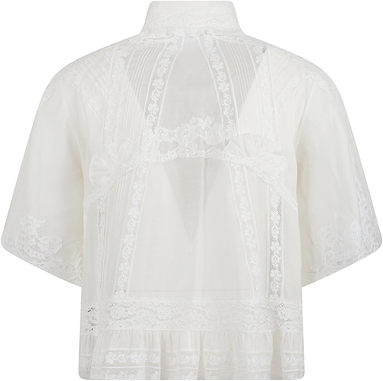 Ermanno Scervino Cropped Shirt with Delicate Lace Design Wit