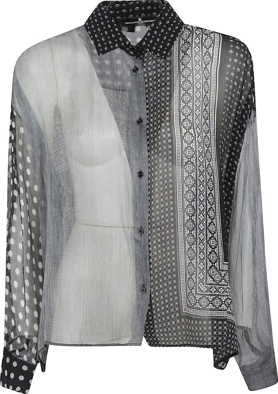 Ermanno Scervino Patterned Sheer Shirt with Button-Down Front Grijs
