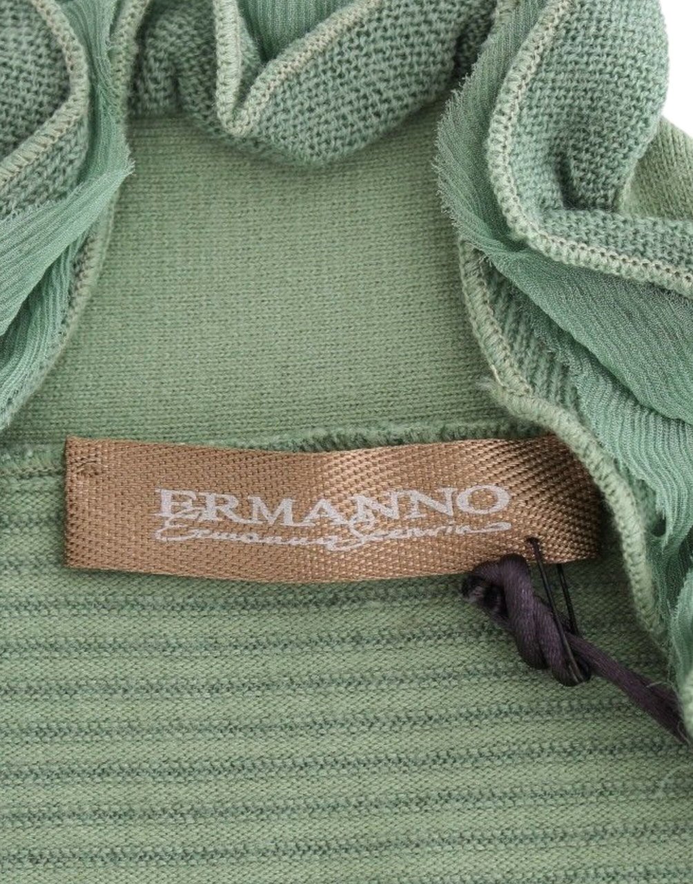 Ermanno Scervino Green Wool Blend Striped Long Sleeve Sweater Grijs