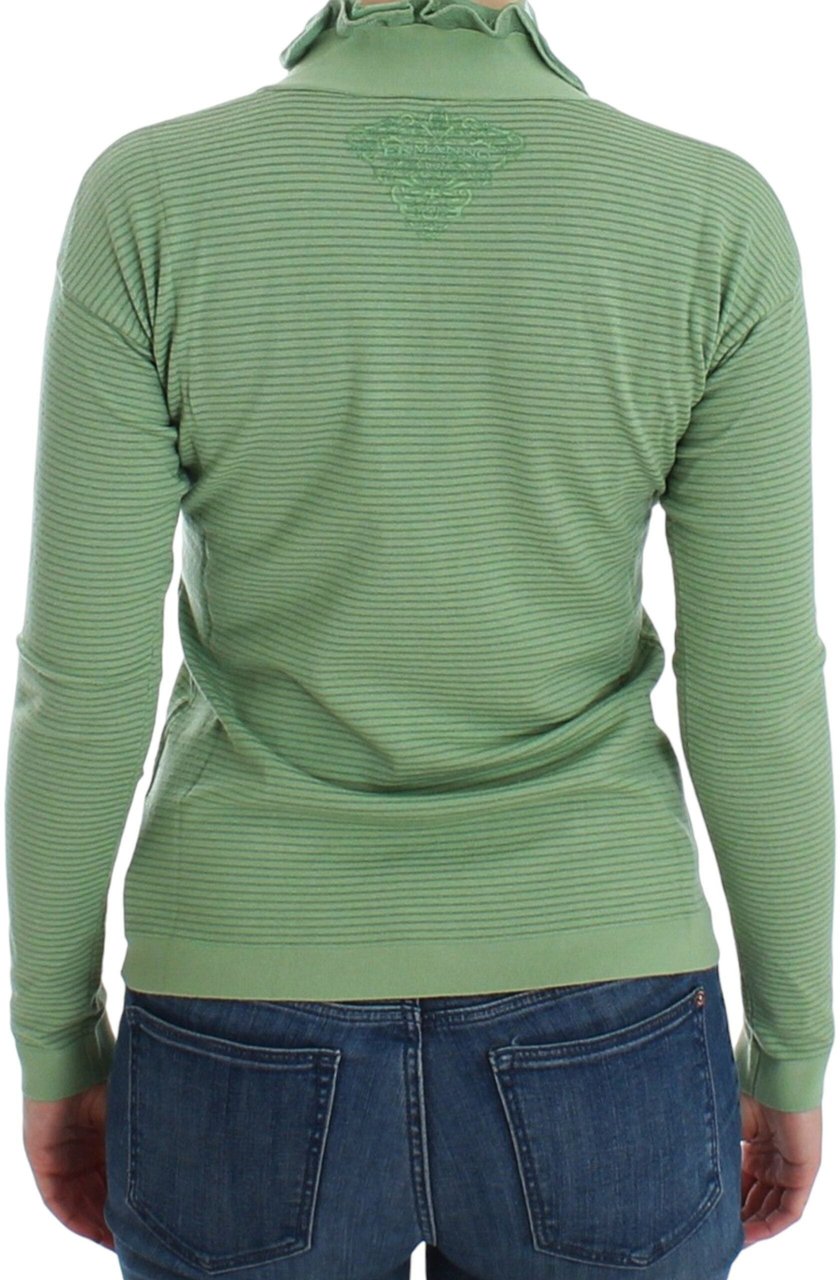 Ermanno Scervino Green Wool Blend Striped Long Sleeve Sweater Grijs