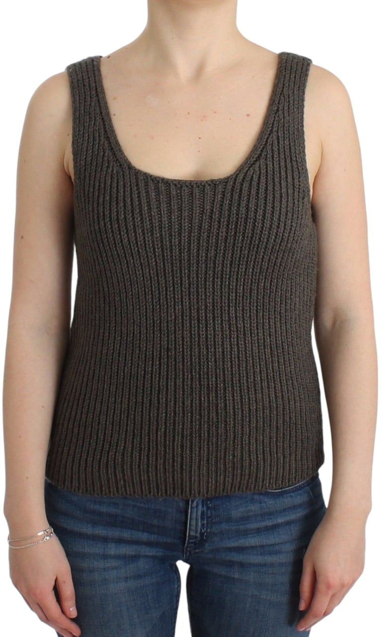 Ermanno Scervino Gray Knit Top Knitted Sweater Merino Wool Grijs