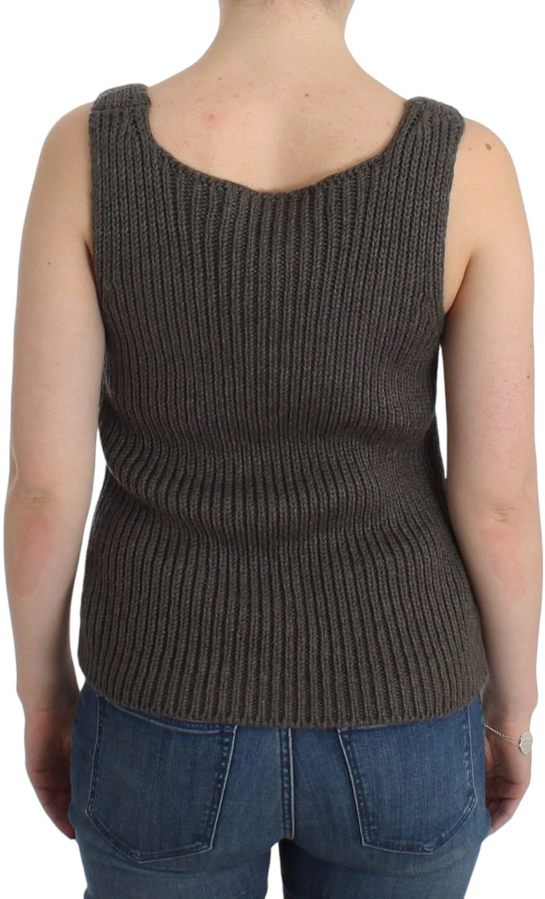 Ermanno Scervino Gray Knit Top Knitted Sweater Merino Wool Grijs