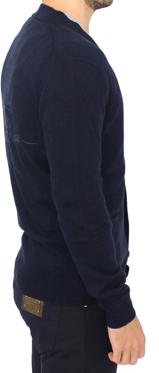 Ermanno Scervino Blue Wool Cashmere Cardigan Pullover Sweater Blauw