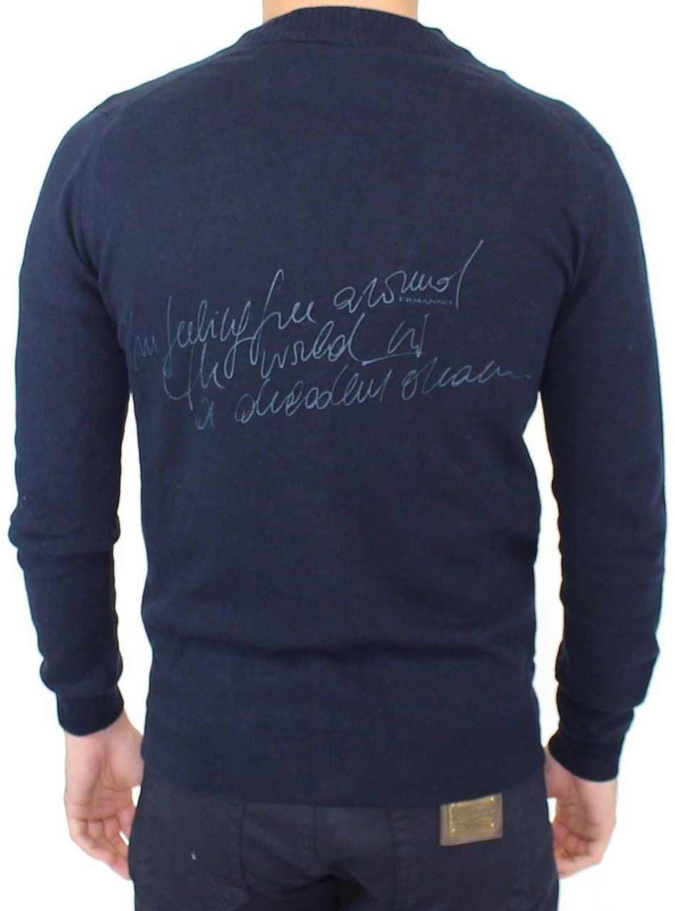 Ermanno Scervino Blue Wool Cashmere Cardigan Pullover Sweater Blauw