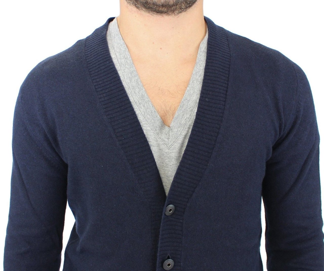 Ermanno Scervino Blue Wool Cashmere Cardigan Pullover Sweater Blauw