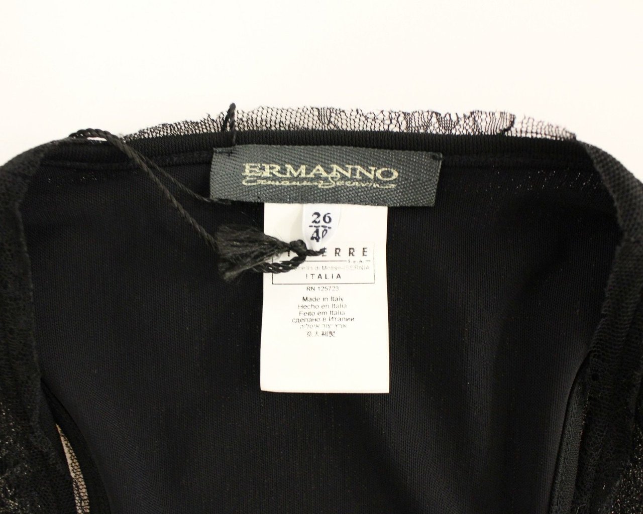Ermanno Scervino Black Lace Lined Stretch Mini Dress Zwart