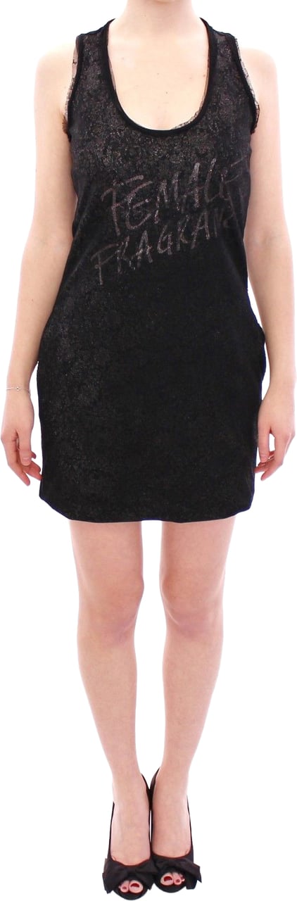 Ermanno Scervino Black Lace Lined Stretch Mini Dress Zwart