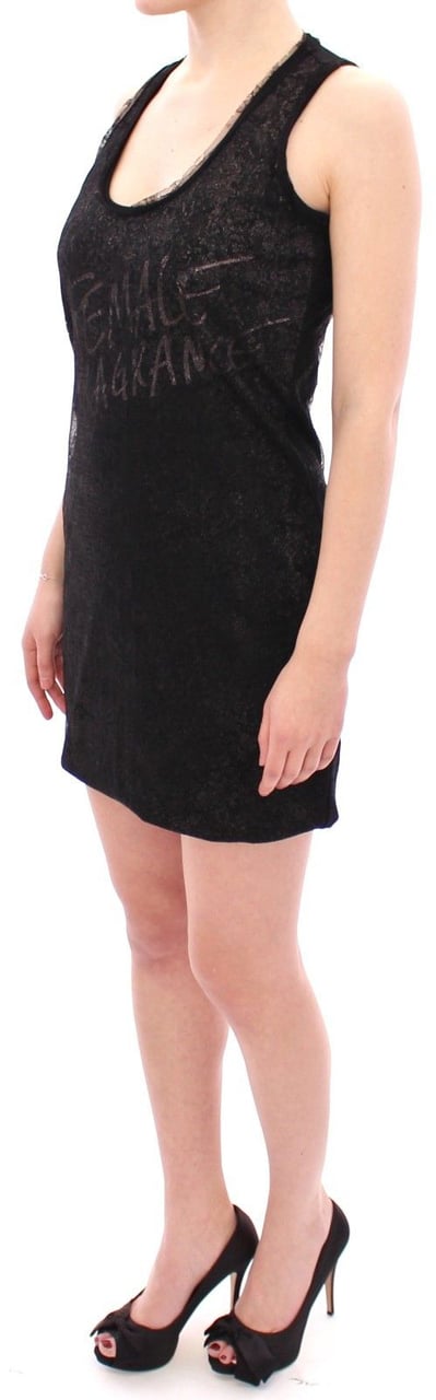 Ermanno Scervino Black Lace Lined Stretch Mini Dress Zwart