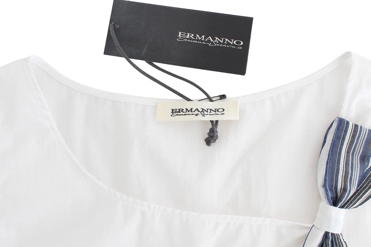 Ermanno Scervino White Blue Top Blouse Tank Shirt Sleeveless Divers