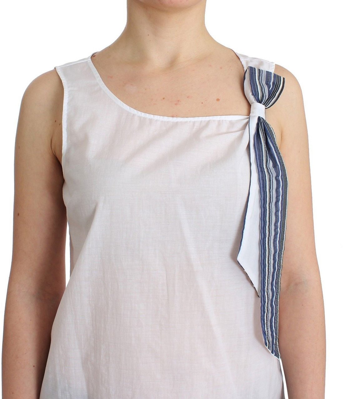 Ermanno Scervino White Blue Top Blouse Tank Shirt Sleeveless Divers