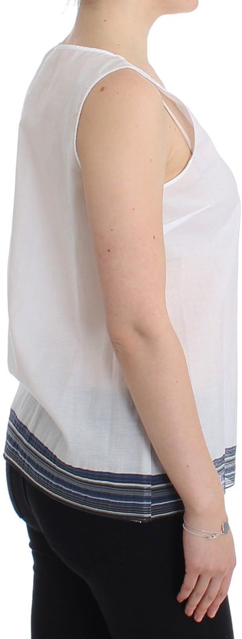 Ermanno Scervino White Blue Top Blouse Tank Shirt Sleeveless Divers
