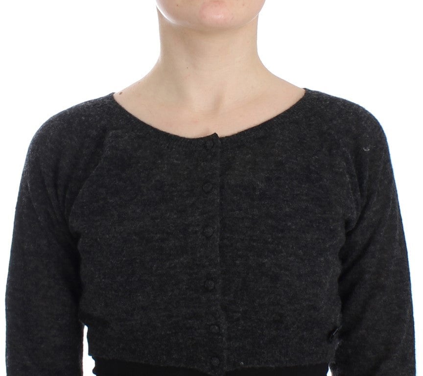 Ermanno Scervino Gray Knit Wool Cardigan Sweater Grijs