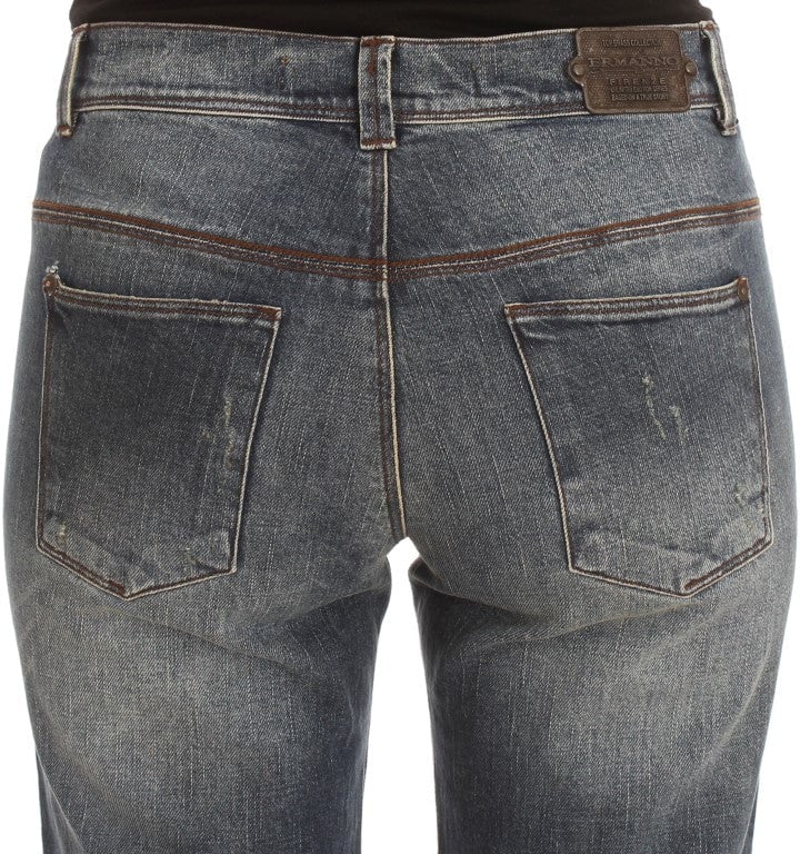 Ermanno Scervino Blue Wash Cotton Blend Slim Fit Jeans Blauw