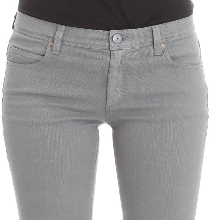 Ermanno Scervino Blue Cotton Blend Slim Fit Bootcut Jeans Blauw