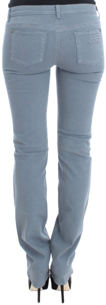 Ermanno Scervino Blue Cotton Blend Slim Fit Bootcut Jeans Blauw