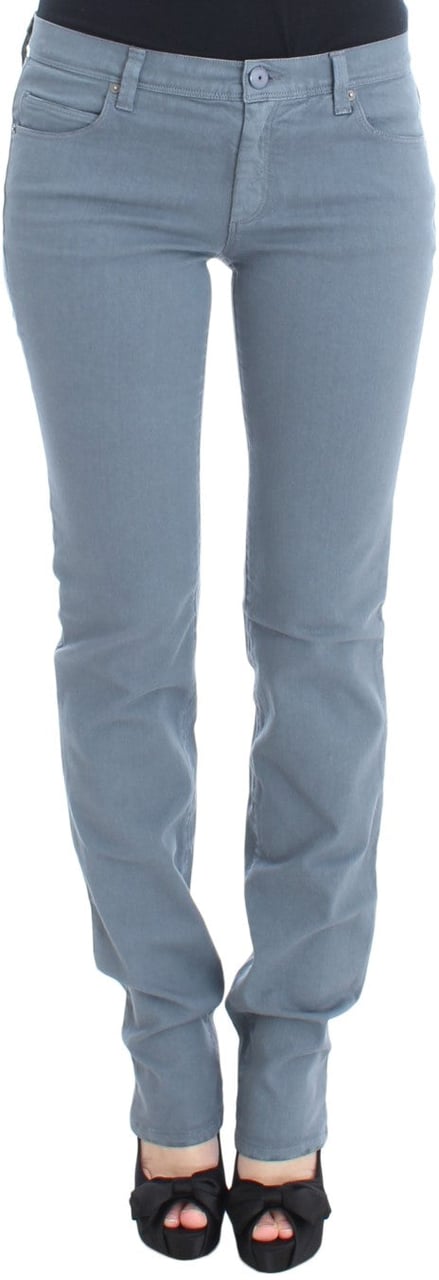 Ermanno Scervino Blue Cotton Blend Slim Fit Bootcut Jeans Blauw