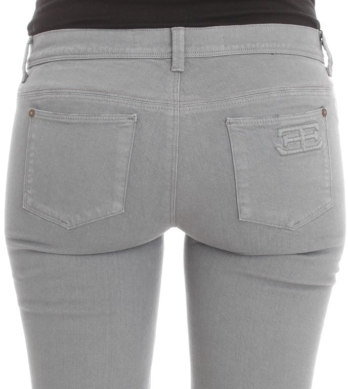 Ermanno Scervino Blue Cotton Blend Slim Fit Bootcut Jeans Blauw