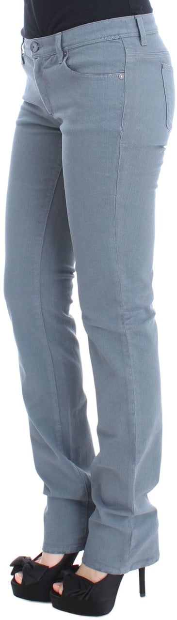Ermanno Scervino Blue Cotton Blend Slim Fit Bootcut Jeans Blauw
