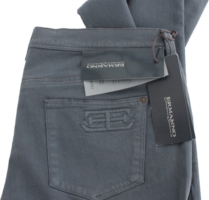 Ermanno Scervino Blue Cotton Blend Slim Fit Bootcut Jeans Blauw